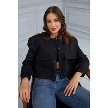 Siyah Bomber Cepli Ceket