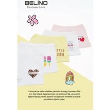 BELİNO Kız Çocuk Penye Likralı Desenli Boxer 5'li Paket Çok Renkli Rahat ve Yumuşak