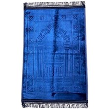 Lüks Peluş Desenli Mihraplı Lacivert Seccade 80 x 120 cm Ev Ofis Uyumlu Kullanım Alanı