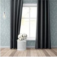 Pierre Cardin Antrasit Black Out Perde 300 x 240 cm Polyester Kumaş Düz Desen Fonksiyonel Kullanım