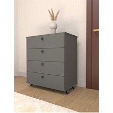 Esyah 4 Çekmeceli Gri Suntalam Şifonyer 70 cm Genişlik 68 cm Yükseklik 44 cm Derinlik Modern Tasarım