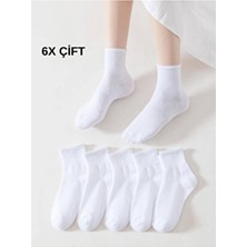 Unisex Pamuklu Yarım Konç Beyaz Tenis Çorap 6 Paket Rahat ve Şık