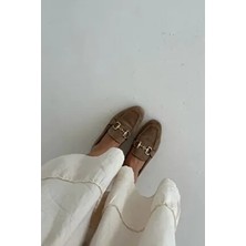 Banksy Melotti Kadın Vizon Babet Süet Malzeme ile Günlük Kullanım için Düz Taban