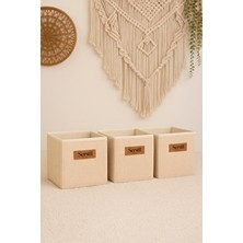 3 Adet - Dolap Içi Çamaşır Oyuncak Düzenleyici Katlanır Kapaksız Saklama Kutusu 30X30X30CM - Jüt