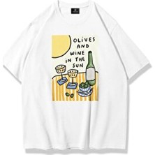 Kadın Olives And Wine Tshirt Beyaz