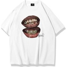 Trendiz Unisex Belief Tshirt Beyaz Kısa Kol Pamuklu Günlük Stil Oversize Kesim