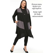 Laden Siyah Uzun Asimetrik Yelek Kadın Baharlık Yazlık Büyük Beden Yüksek Kalite Örme Kolsuz