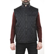 Erkek Siyah Cepli Içi Polarlı Rahat Kalıp Kapitone Şişme Yelek