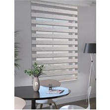 Açık Gri Renk Bambu Stor Zebra Perde Yüksek Kalite Alüminyum Kasa