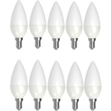 10 Adet 5-7 Watt E14 Ince Duy Beyaz Işık Mum Buji LED Ampul