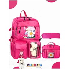 3'lü Kore Modeli Set Çocuk Ilkokul Çantası, Kalemlik, Beslenme Çantası, Sırt Çantası