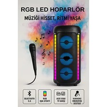 Mikrofonlu Bluetooth Hoparlör Rgb LED Işıklı 120W Güçlü Ses Bombası