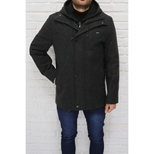 Dynamo Kapüşonlu Yün Karışımlı Kaban Kadınlar İçin Casual Stil Füme Renk