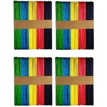 Elif İş Eğitimi Geniş Renkli Ahşap Çubuk 50'li 4 Paket Dil Çubuğu Abeslang 200 Adet Set Türkiye Menşeli