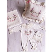 Ela Çiçekli Hastane Çıkışı Isimli Kadın İçin Ekru Renkli Özel Olay Temalı Takım