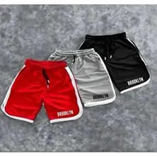 Sezon Trend Petek Kumaş Brooklyn Baskılı Şort Erkekler İçin Çift Cepli Rahat Kesim Yazlık