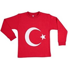 Kolları Manşetli Türk Bayraklı Ay Yıldızlı Uzun Kollu Tshirt 23 Nisan Tshirt 19 Mayıs 29 Ekim
