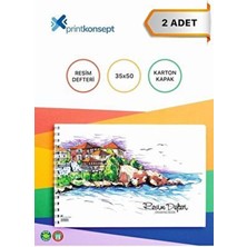 Prıntkonsept 2'li Spiralli 35X50 80 Gr. 1. Hamur, Büyük Boy, Karton Kapak, Resim Defteri 15 Yaprak