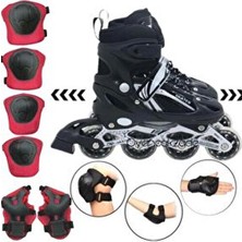 Çocuk Paten Işıklı Boy Ayarlanabilir Alüminyum Gövde Çocuk Alıştırma Pateni Dizlik Dirseklik Set