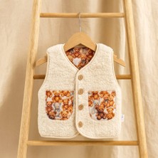 Unisex Welsoft Kuzu Içi Pamuk Astarlı Cepli Ayıcık Baskılı Yumuşacık 1-4 Yaş Yelek