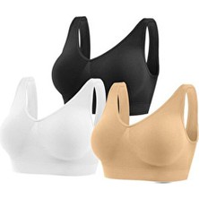 3'lü Kadın Dikişsiz Kalın Askılı Esnek Pedli Büstiyer