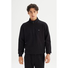 Erkek Pike Interlock Half Zip Sweatshirt Black