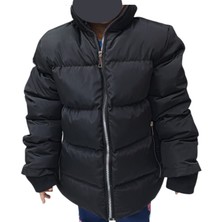 Erkek Çocuk /kız Çocuk Kapüşonsuz Fermuar Cepli Içi Peluş Astarlı Siyah Renk Mont