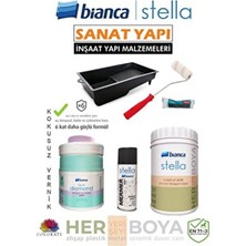 Bianca Stella Beyaz Boya Seti 1 Lt Parlak Renkli Mermer Effekt Sprey ve Sıvı Elmas Parlak Özellikli
