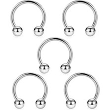 316L Cerrahi Çelik Gümüş Renk 5li Set Septum Piercing