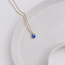 Mavi Opal Çelik Kolye