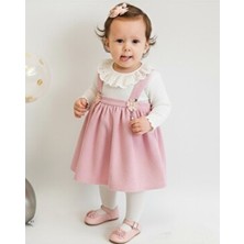 Kız Bebek Vintage Bebe Yakalı, Fitilli Çiçek Aksesuarlı Elbise L L 6-9-12-18-24-36 Ay Elbise