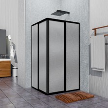 Tekno Duş Sistemleri Siyah Kare Duşakabin 100X100 cm H:180 Alüminyum Malzeme ile Plasti̇k Mika Cam Özellikli