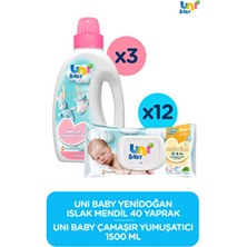 Yenidoğan Islak Mendil & Yumuşatıcı Seti ( Yenidoğan 12*40 Yumuşatıcı 1500 Ml*3)