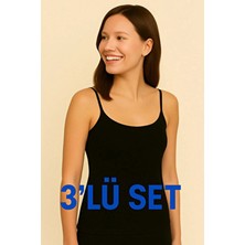 Mostess Kadın İp Askılı Atlet Pamuk Dokuma 3 Adet Nefes Alabilir ve Ter Tutmayan