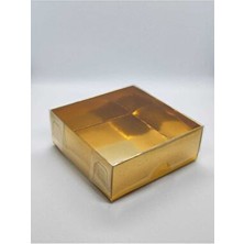 SkyBox 8X8X3 Asetat Kapaklı Gold (Altın Sarısı) Kutu 100 Adet Kişiselleştirme Seçeneği ile Şık Tasarım