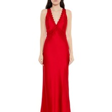 F21 Dantel Kenar Detaylı Maxi Slip Elbise