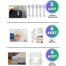 5 Çekmece Dolap Kilidi,4 Köşe Koruyucu, 6 Priz Koruyucu Çocuk Bebek Güvenlik Emniyet Seti