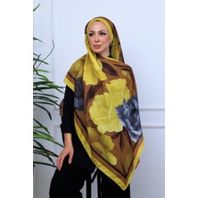 Modern Suluboya Çiçek Desenli Dijital Soft Şal