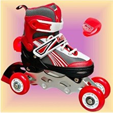 Paten Ayarlanabilir 2+1+1 Işıklı Metal Gövde Alıştırma Pateni Çantalı Arka Stop Işıklıdır