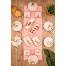 14 Parça 6 Kişilik Lavanta Kahvaltı Takımı - Lüx Kahvaltılık Sunum Seti Tabağı