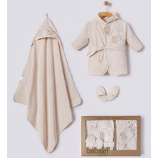 0-12 Ay Bebessi Erkek To Play Nakışlı  Bornoz Seti %100 Pamuk