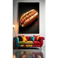Özkacar Group Hardallı Sosli Sandviç Hot Dog Ev Duvar Salon Güzellik Salonu Ofis Dükkan Dekarasyon Kanvas Tablo