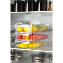 Okyanus Home 3'lü Kapaklı Şeffaf Buzdolabı Organizeri ve Saklama Kabı 3500ML