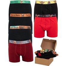 Erkek Pamuklu Esnek 6'lı Paket Boxer Teddy & Teddy Builder