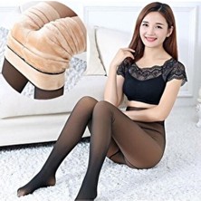 Deniz İç Giyim İçi Peluş Kadın Kılotlu Çorap L - XL Beden Siyah Dokuma Kumaş Özellikleriyle Rahat Kullanım