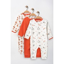 Kız Bebek Baskılı % 100 Pamuklu Patiksiz 3lü Tulum Takımı 9-12-18 Ay (Kız Erkek Yenidoğan)