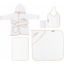 Sema Baby 5 Parça Bebek Bornoz Seti - Ekru