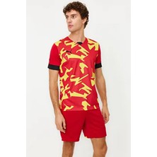 Puma Fcat Chili Pepper-Cyber Yell Erkek Polo Yaka TShirt Kısa Kol Dokuma Malzeme Regular Fit