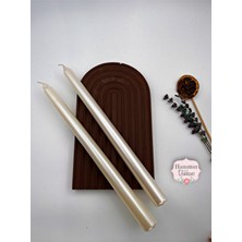 Dekoratif Metalik Beyaz Sedef Inci Şamdan Mumu 2 Li Set