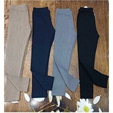 Dastini Fitilli Şardonlu Kadın Çocuk Tayt 4'lü Takım Lacivert Normal Kalıp Rahat Kullanım